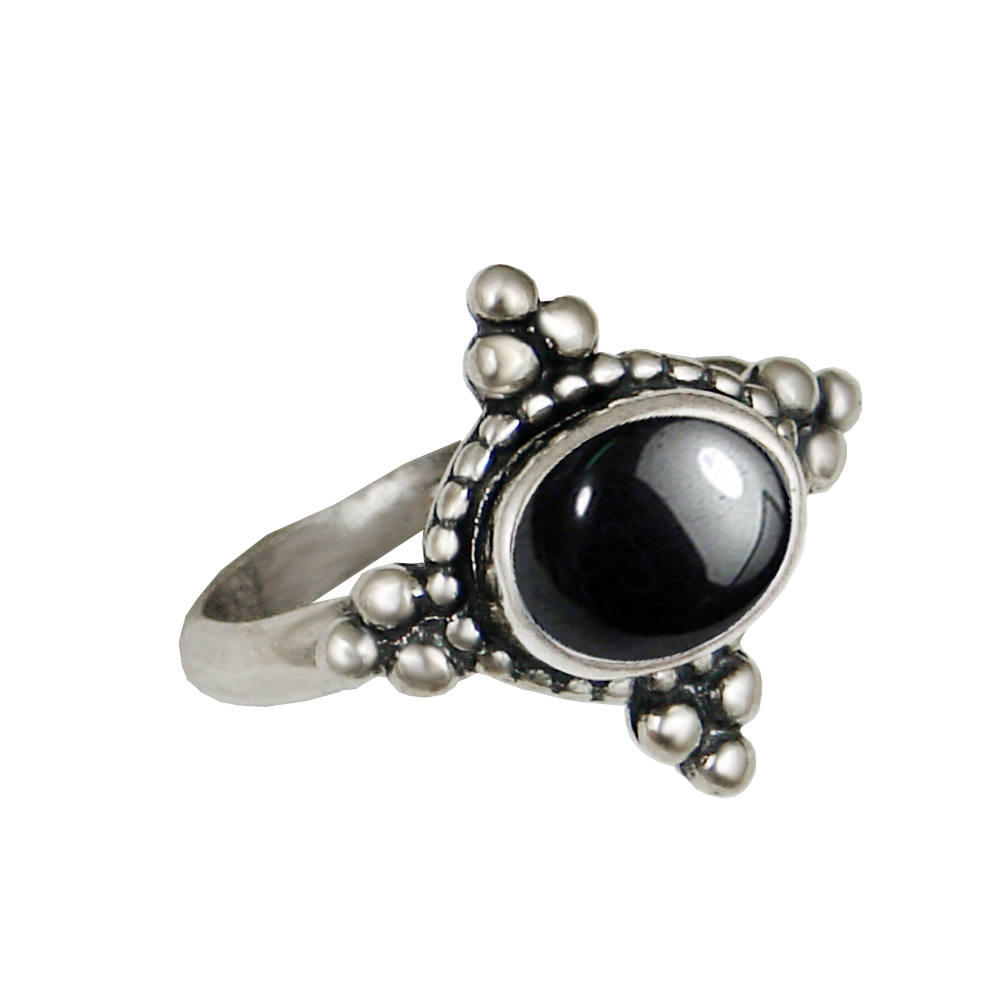 Sterling Silver Gemstone Ring With Hematite Size 5